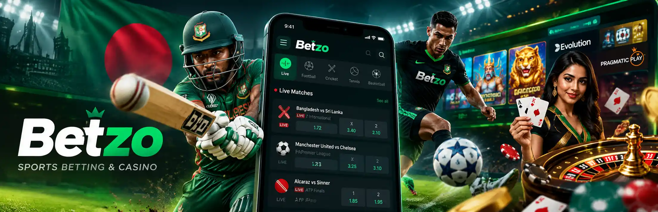 Sports betting on Betzo BD with pre-match and live markets